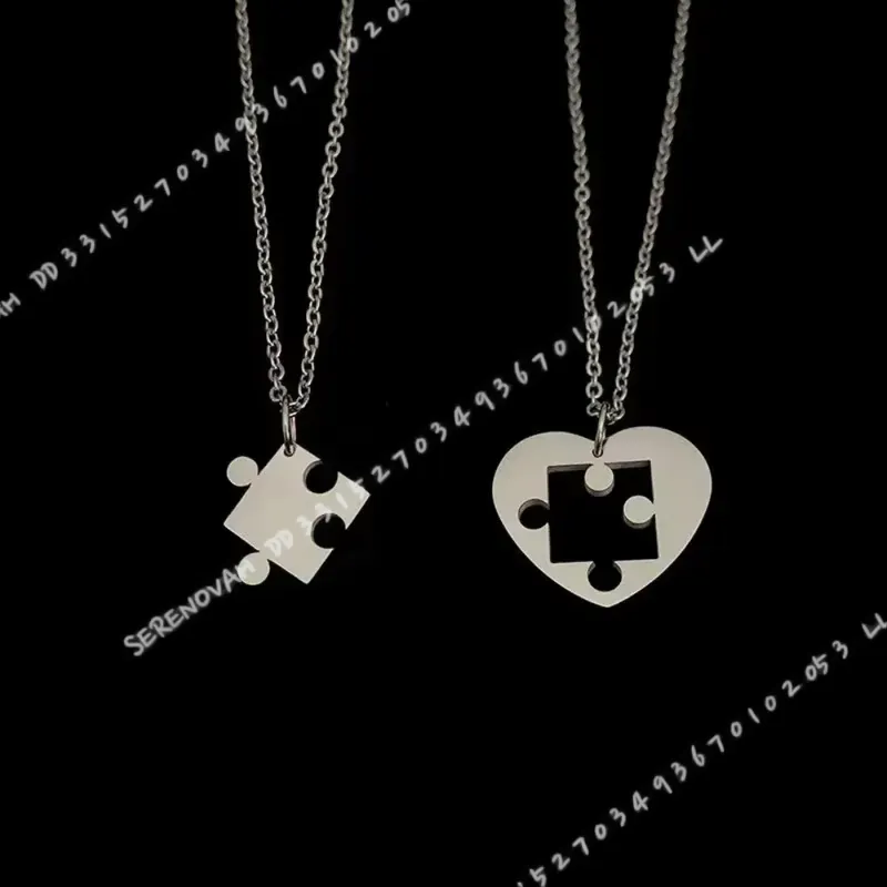 Magnetic Couple Matching Necklaces - 2Pcs Set Simple Puzzle Heart Matching