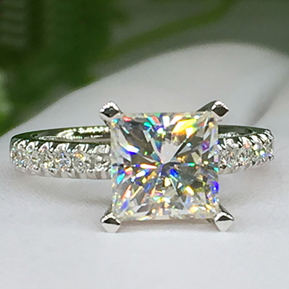 Moissanite Engagement Ring 1 Carat - Custom Solid 10K Au417 White Gold