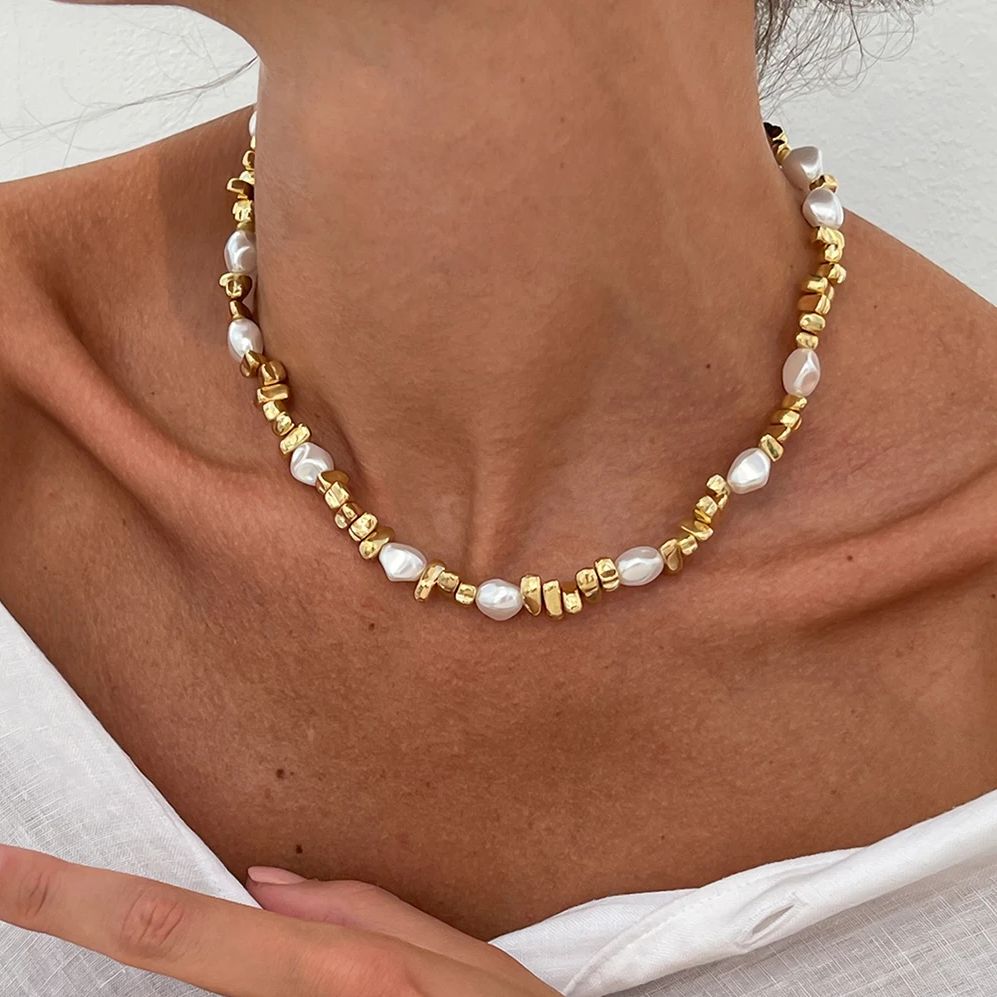 Pearl Choker Necklace Vintage - KunJoe Elegant Imitation Pearl Choker Necklace