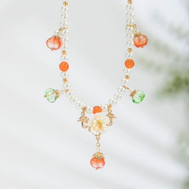 Pearl Choker Necklace Vintage - Vintage Pearl Neckalces With Pumpkin Pendant