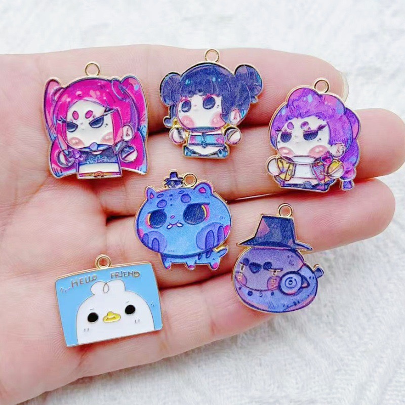 Earrings - 10pcs Cartoon Anime Pendant Oil Drop