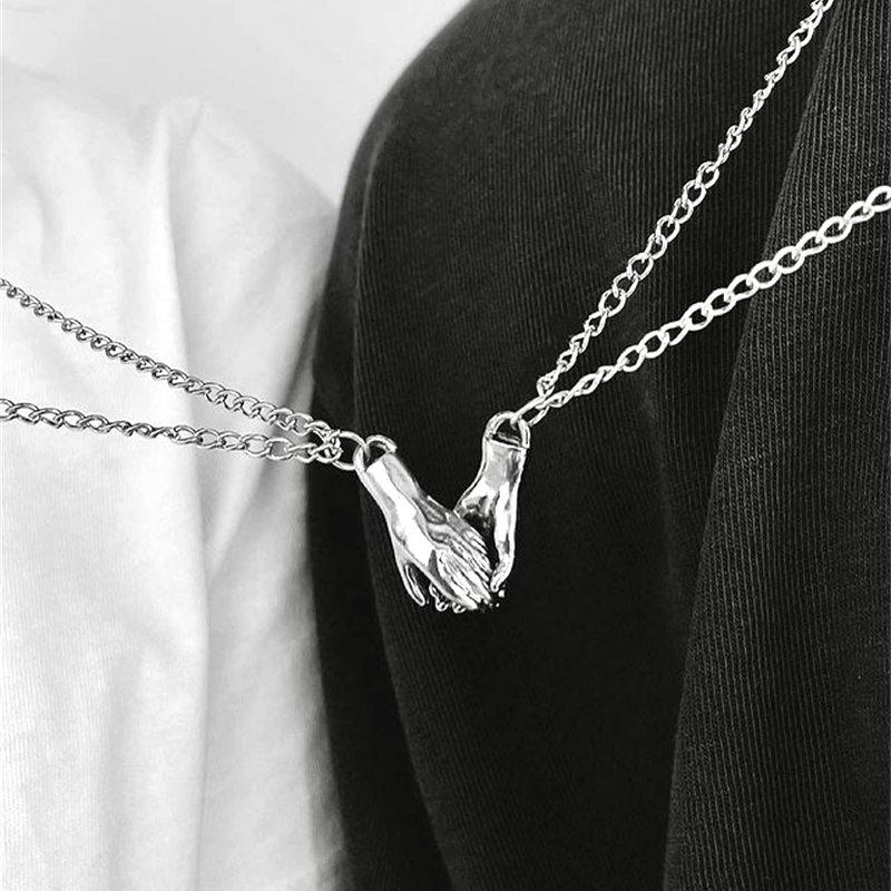 Magnetic Couple Matching Necklaces - 2Pcs/Set Couple Matching Necklace Silvery Magnetic