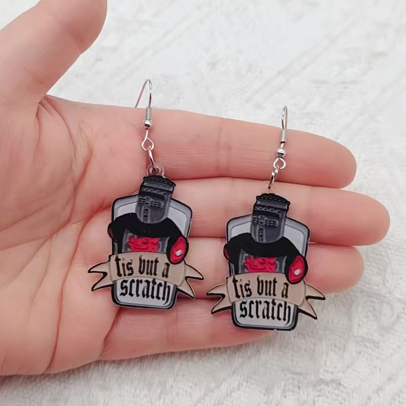 Earrings - 10PCS acrylic black and white quotation