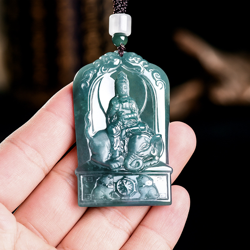 Necklaces - Natural Burmese Jadeite Guanyin Pendant Necklace
