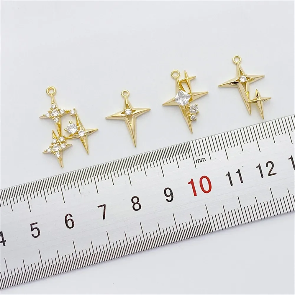 Cross Pendant Necklace Gold - 14K Gold-plated Micro-inlaid Zircon Cross Star
