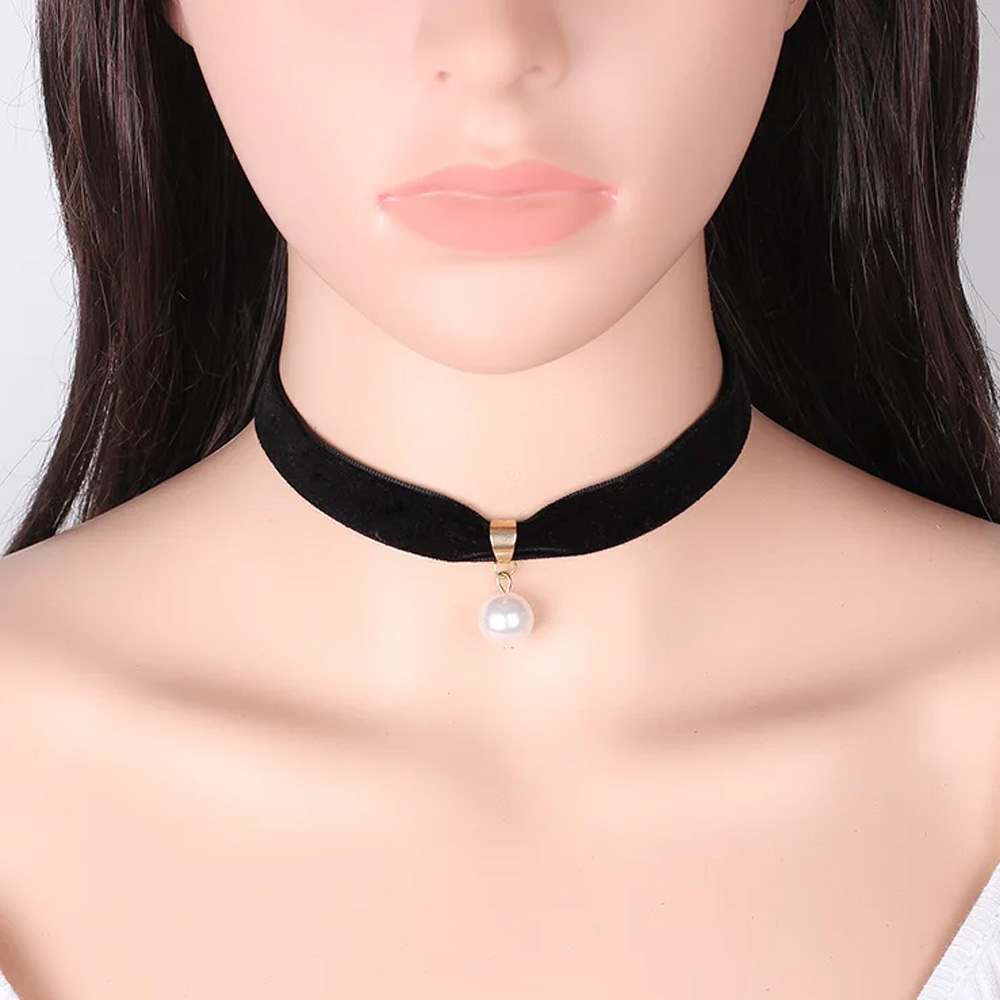 Pearl Choker Necklace Vintage - Simple Vintage Pearl Choker Short Black