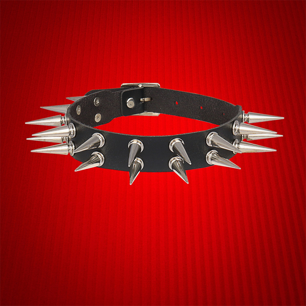 Goth Punk Spike Choker - Long Spiked Choker Collar For Women