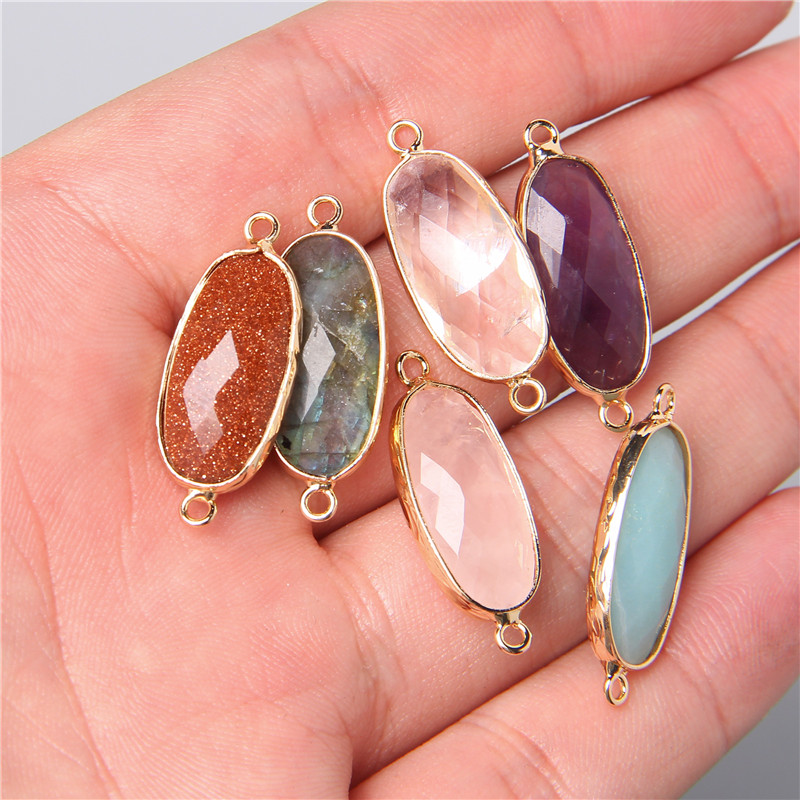 Crystal Pendant Necklace Natural Stone - 2pcs 10X26mm Natural Double Loop Crystal
