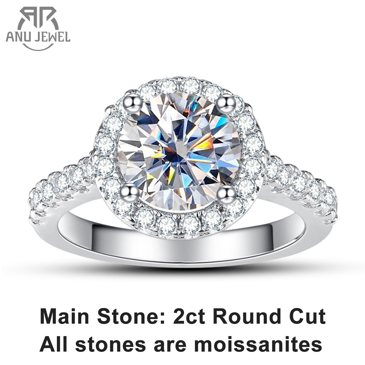 Moissanite Engagement Ring 1 Carat - AnuJewel 2 Caro D Màu Moissanite