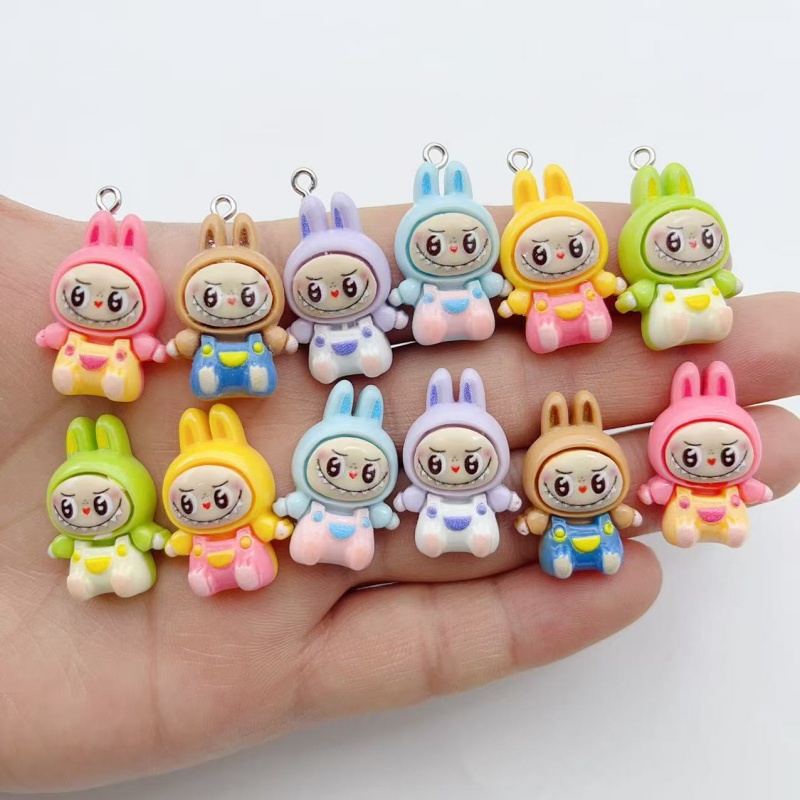Earrings - 10Pcs Kawaii Rabbit Strawberry House Resin