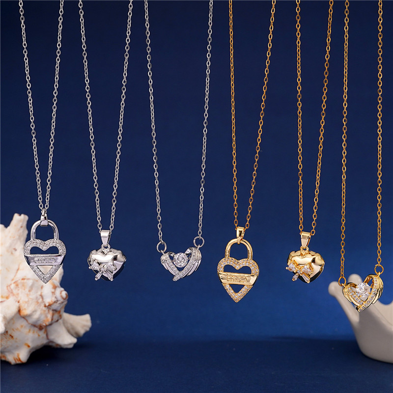 Heart Locket Necklace Photo - Light Luxury Locket Wing Heart Pendant