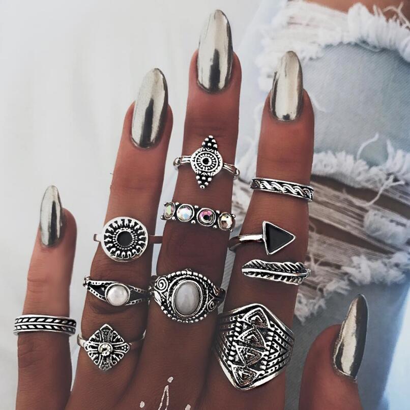 Vintage Punk Knuckle Rings Set - Meyfflin Vintage Knuckle Bộ Nhẫn Cho