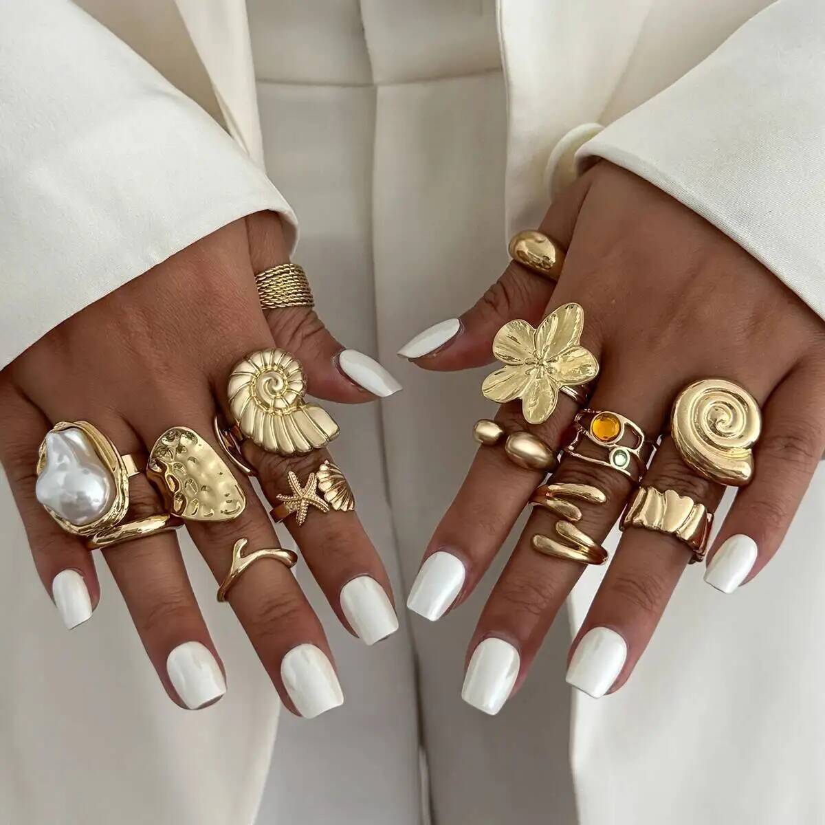 Vintage Punk Knuckle Rings Set - IngeSight.Z 14 Pcs/Set Hip Hop Creative