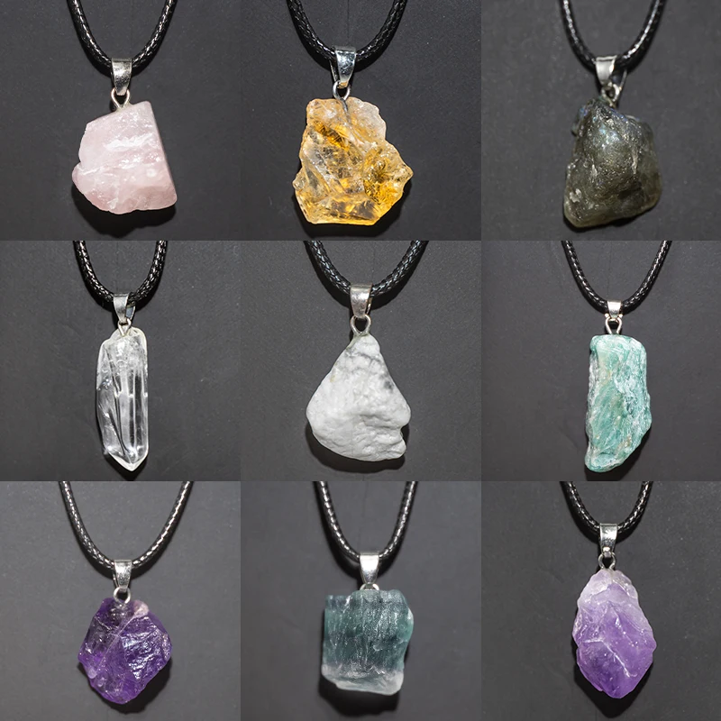 Crystal Pendant Necklace Natural Stone - Tự Nhiên Amethysts Vòng Cổ Hoa