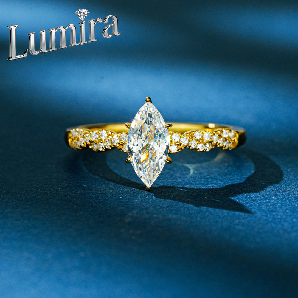Moissanite Engagement Ring 1 Carat - Lumira 100% 18K Gold Marquise 1-carat