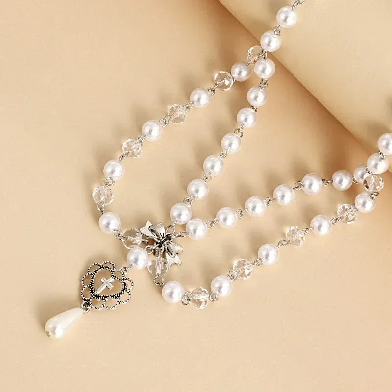 Punk Crosses Pendant Necklace  - đánh giá và giá Pearl Choker Necklace Vintage