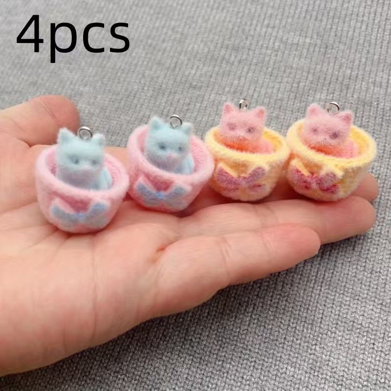4pcs 3D plush resin cat pendan - đánh giá và giá Earrings