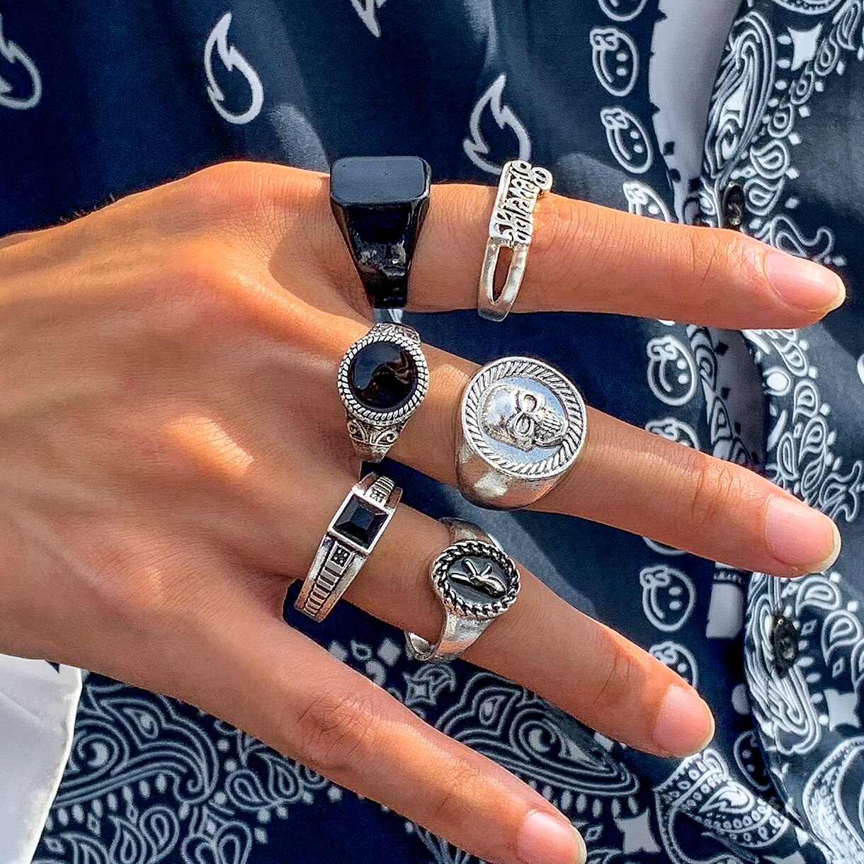 6 cái/bộ Goth bộ xương cổ điển - đánh giá và giá Vintage Punk Knuckle Rings Set