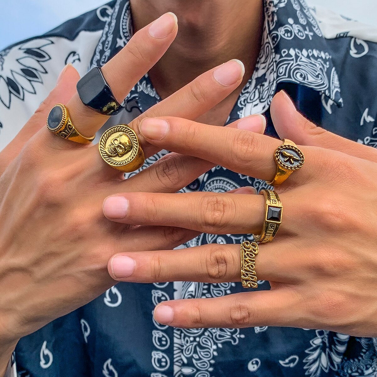 6 cái/bộ Goth bộ xương cổ điển - đánh giá và giá Vintage Punk Knuckle Rings Set