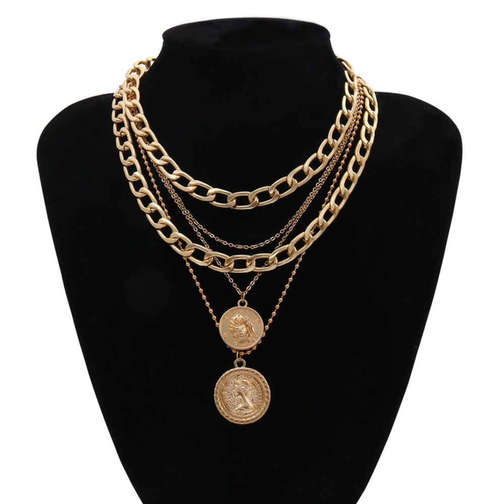 Bohemian Style Portrait Pendan - đánh giá và giá Layered Pendant Necklace Aesthetic