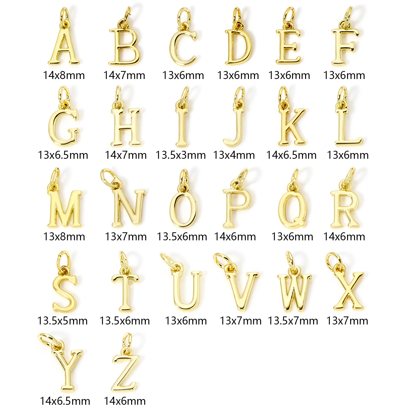 5 Piece Brass Charms 18K Gold  - đánh giá và giá Initial Letter Necklace 18K Gold