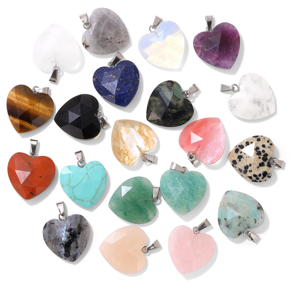 1PC 20mm Faceted Heart Pendant - đánh giá và giá Crystal Pendant Necklace Natural Stone