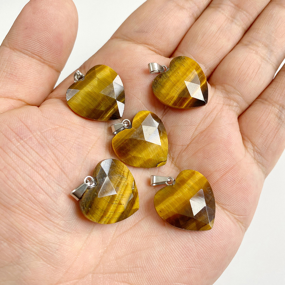 1PC 20mm Faceted Heart Pendant - đánh giá và giá Crystal Pendant Necklace Natural Stone