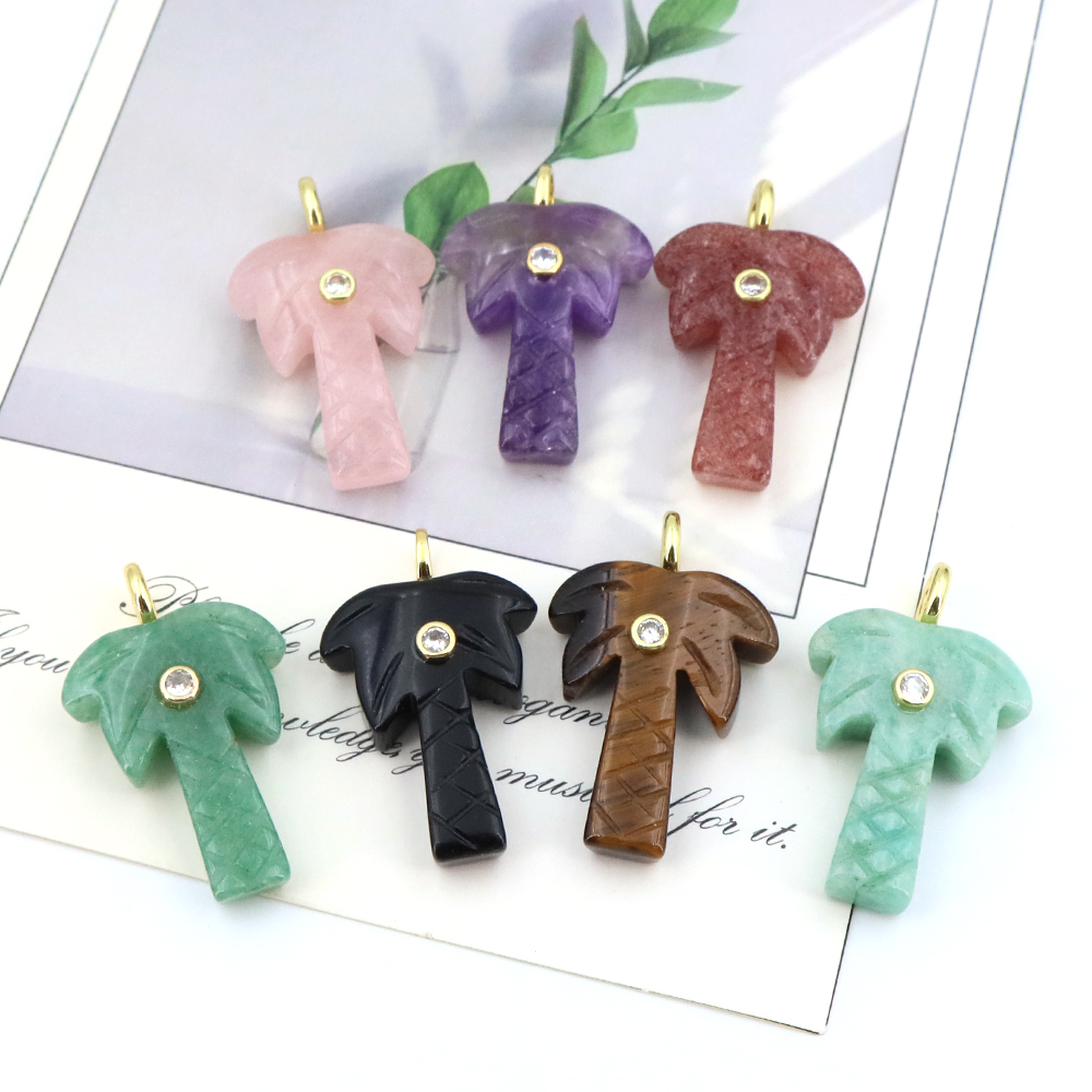 Natural Stone Coconut Tree Pen - đánh giá và giá Crystal Pendant Necklace Natural Stone