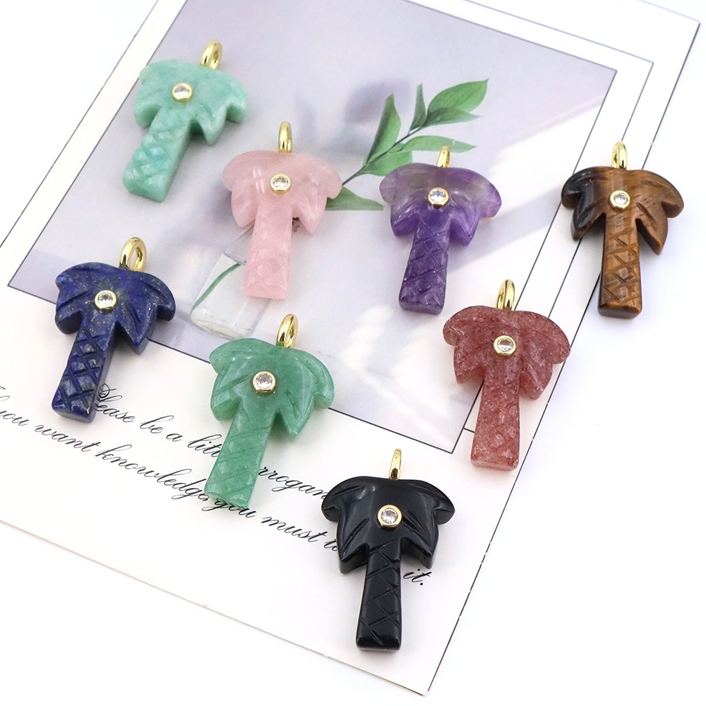 Natural Stone Coconut Tree Pen - đánh giá và giá Crystal Pendant Necklace Natural Stone