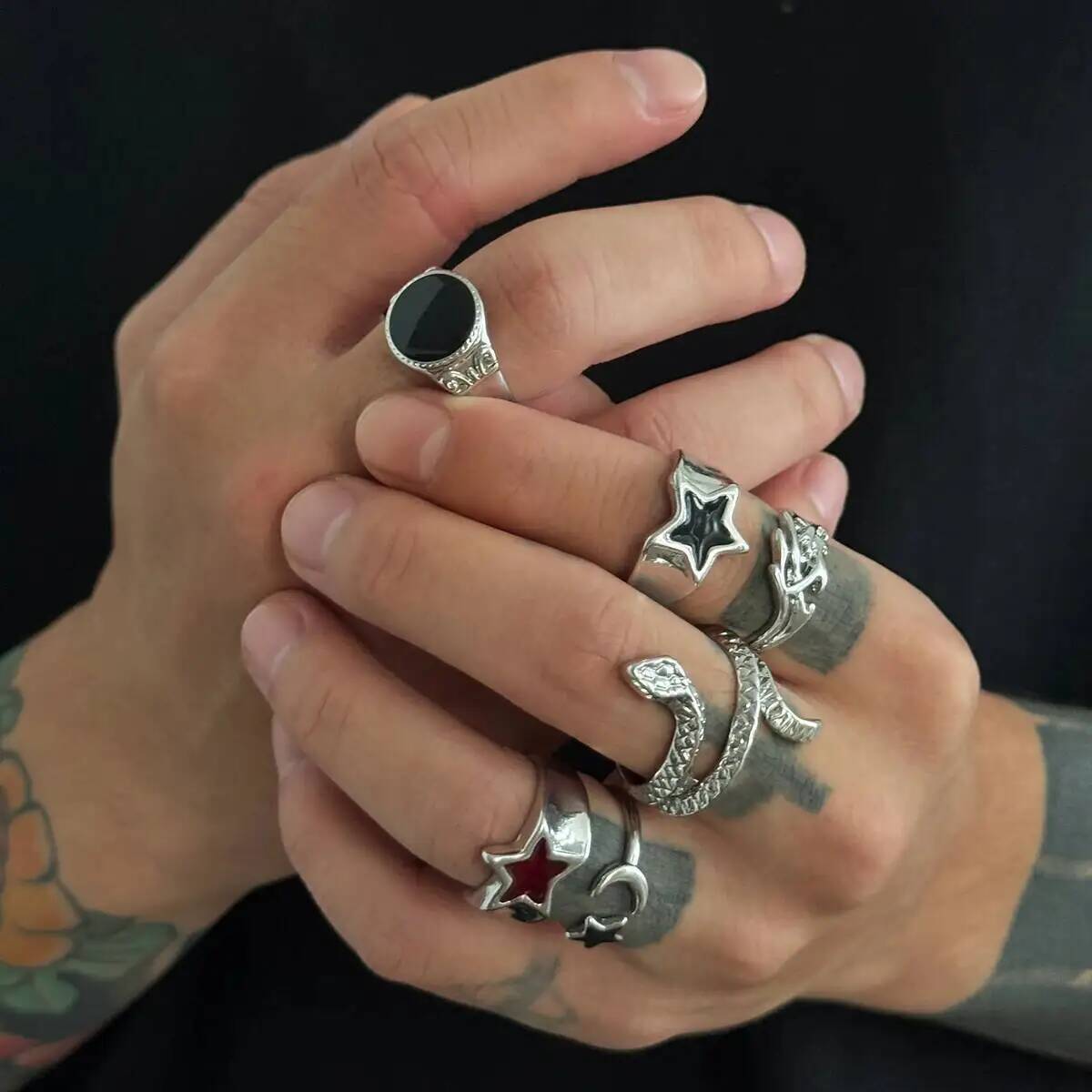 KunJoe 6Pcs New Goth Snake Ope - đánh giá và giá Vintage Punk Knuckle Rings Set