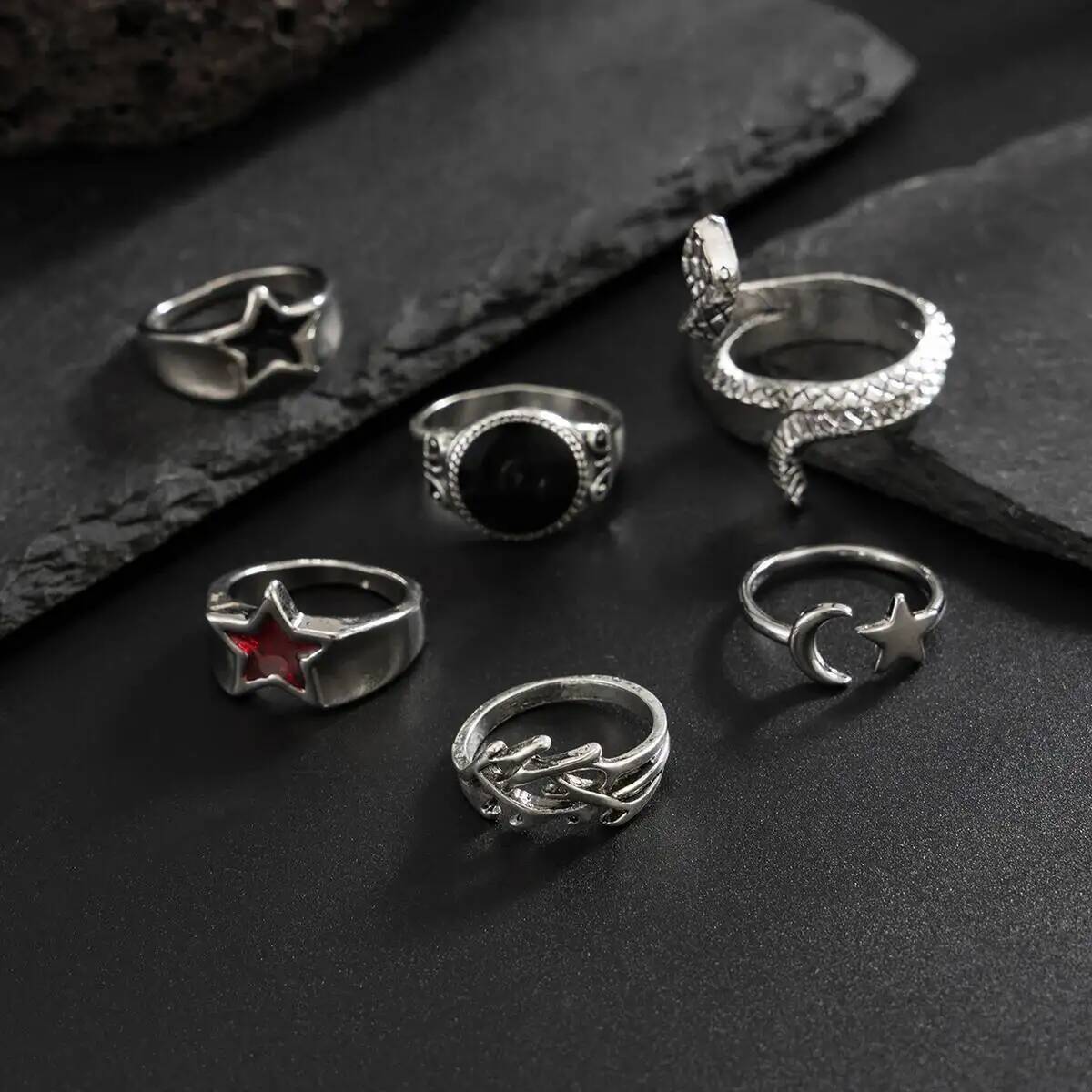 KunJoe 6Pcs New Goth Snake Ope - đánh giá và giá Vintage Punk Knuckle Rings Set