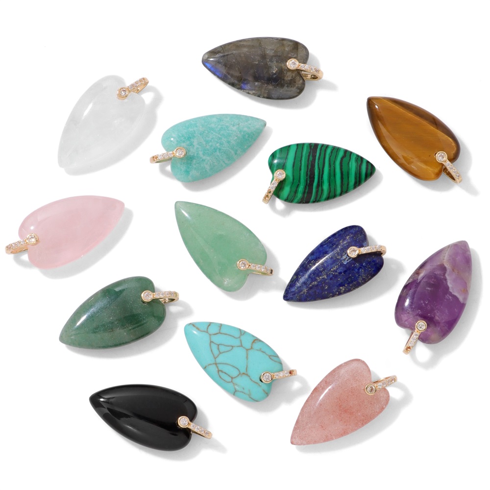 2Pcs Natural Stone Heart Penda - đánh giá và giá Crystal Pendant Necklace Natural Stone