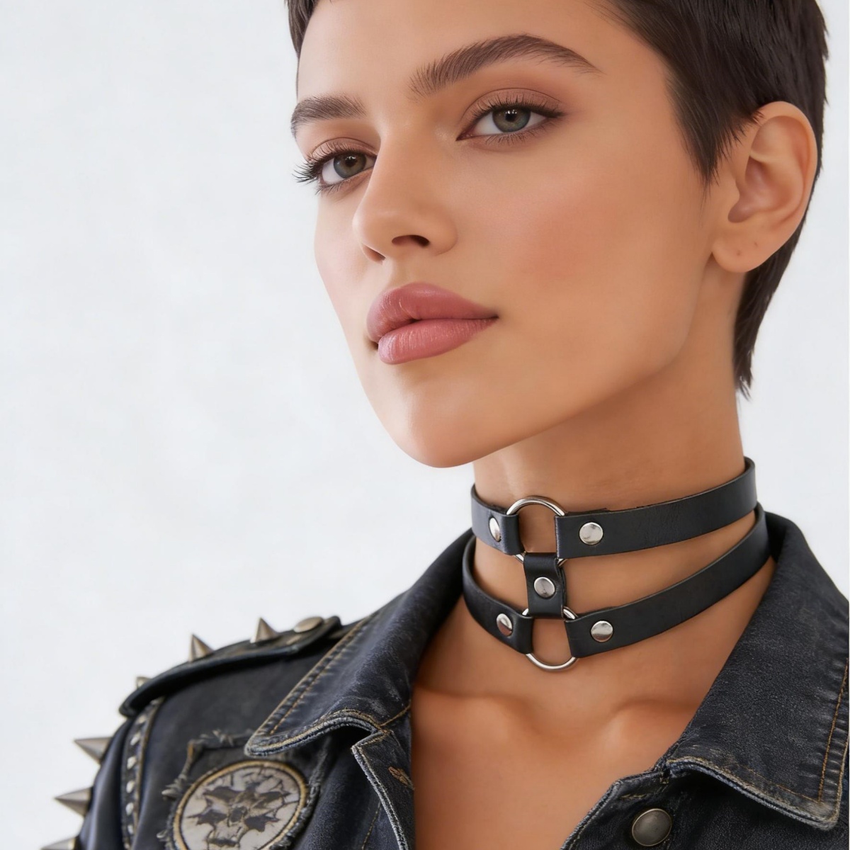 Fashion PU Leather Spiked Chok - đánh giá và giá Goth Punk Spike Choker