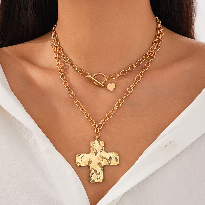 Hot sale Gold Layered Chunky C - đánh giá và giá Cross Pendant Necklace Gold