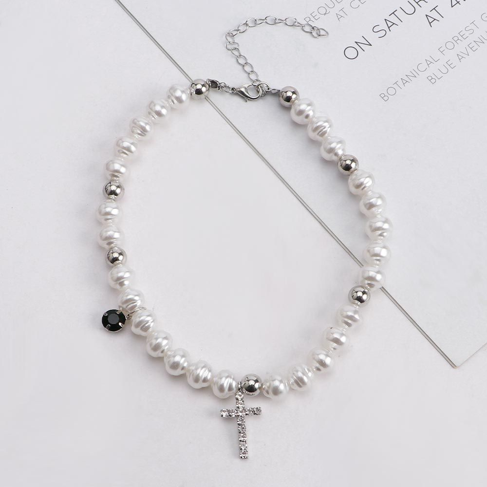 Vintage Pendant Crystal Cross  - đánh giá và giá Pearl Choker Necklace Vintage
