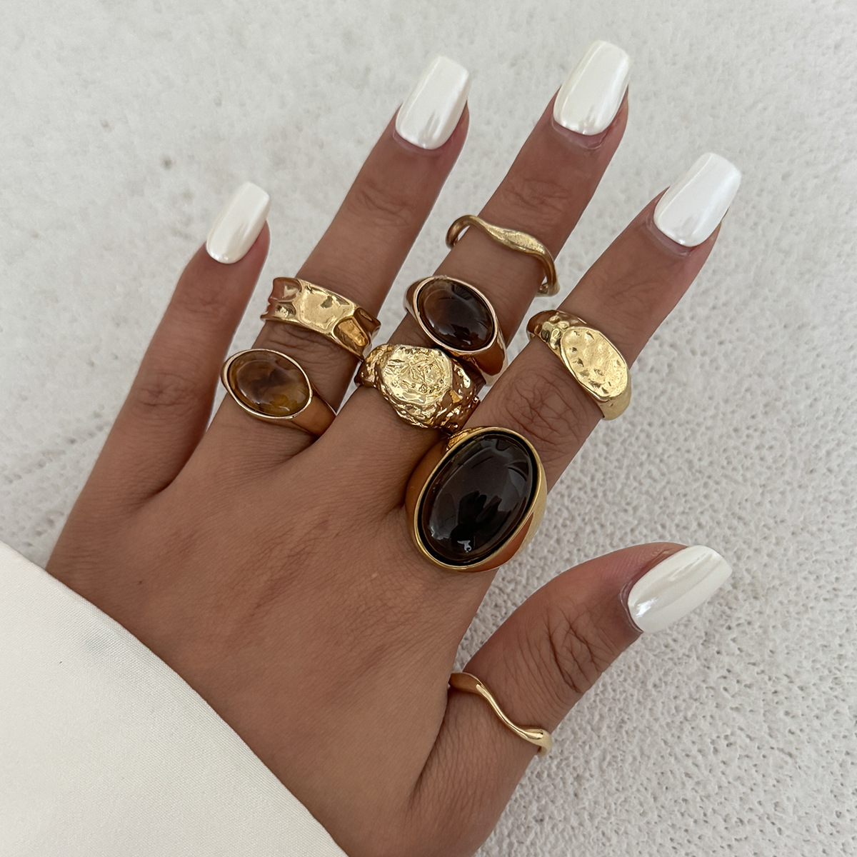 8Pcs/Set Vintage Amber Rhinest - đánh giá và giá Vintage Punk Knuckle Rings Set