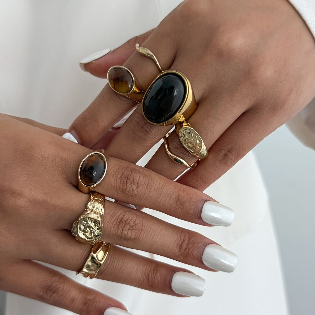 8Pcs/Set Vintage Amber Rhinest - đánh giá và giá Vintage Punk Knuckle Rings Set