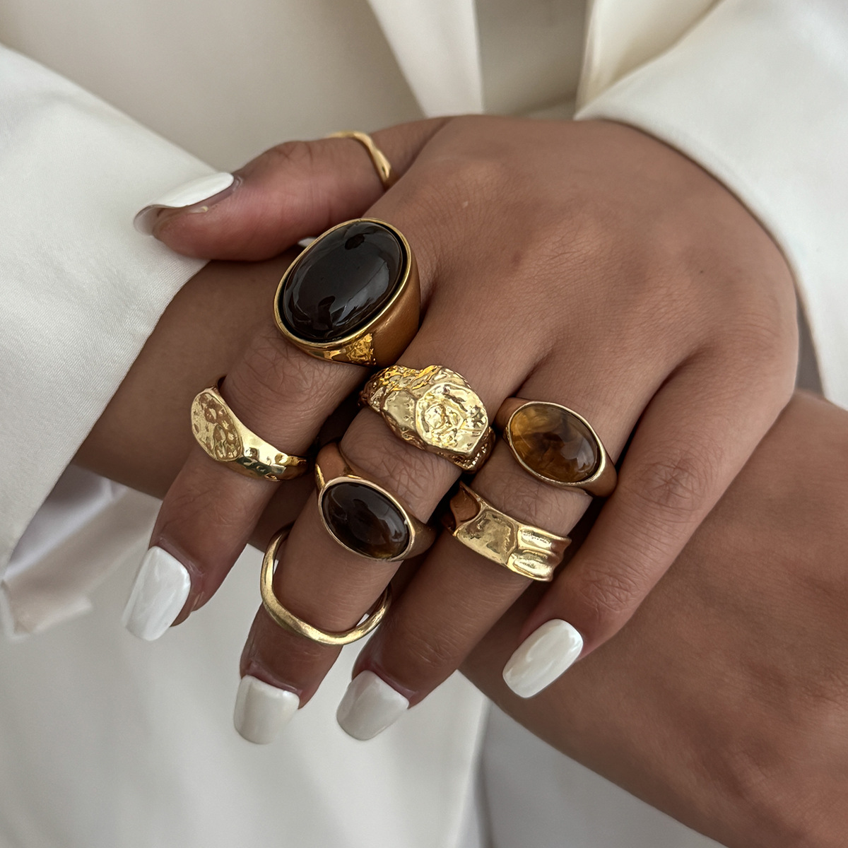 8Pcs/Set Vintage Amber Rhinest - đánh giá và giá Vintage Punk Knuckle Rings Set