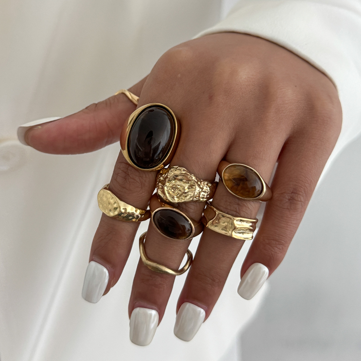 8Pcs/Set Vintage Amber Rhinest - đánh giá và giá Vintage Punk Knuckle Rings Set