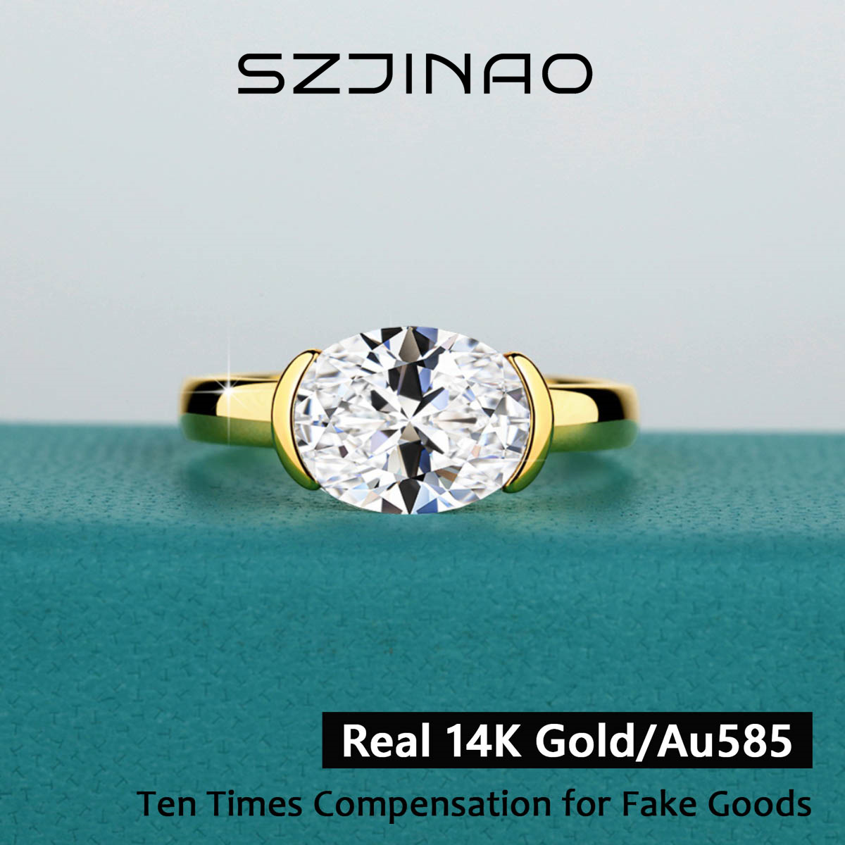 14K Gold Certified Oval Cut Mo - đánh giá và giá Moissanite Engagement Ring 1 Carat