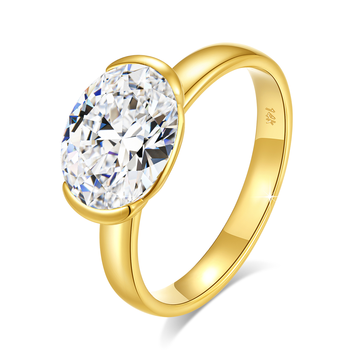 14K Gold Certified Oval Cut Mo - đánh giá và giá Moissanite Engagement Ring 1 Carat