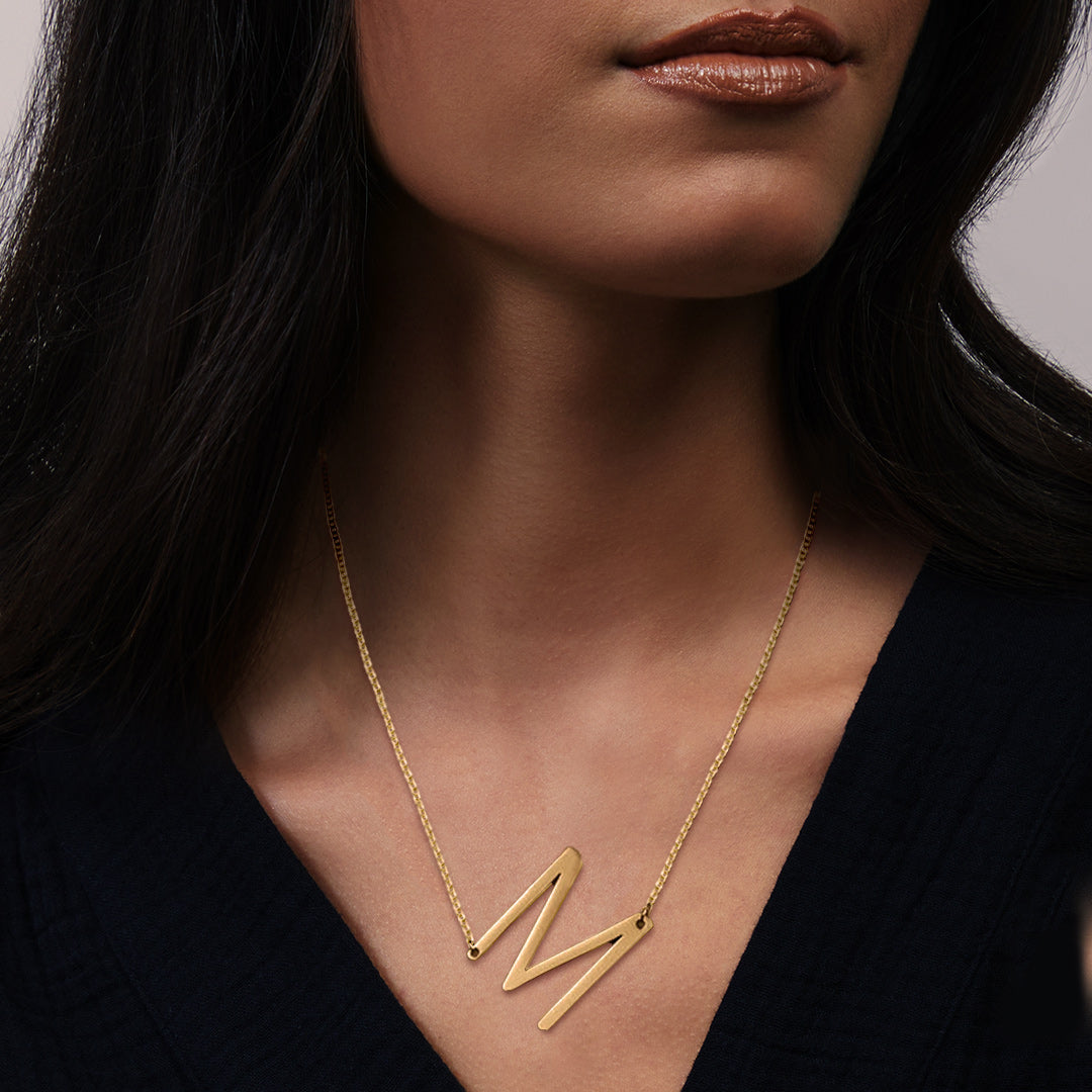 Statement Initial Necklace Per - đánh giá và giá Initial Letter Necklace 18K Gold