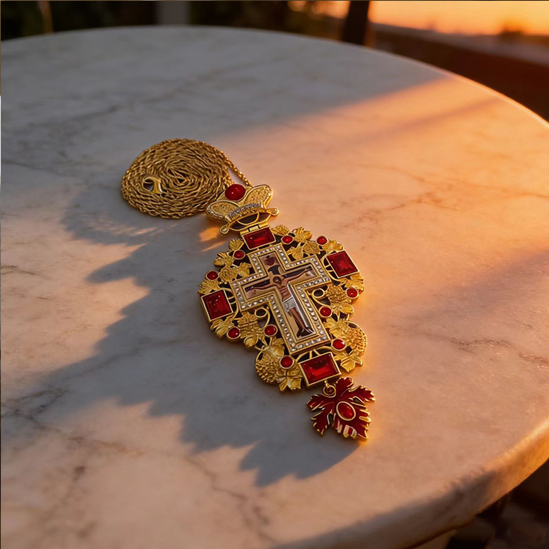 New Premium Red Jewel Gold Ort - đánh giá và giá Cross Pendant Necklace Gold