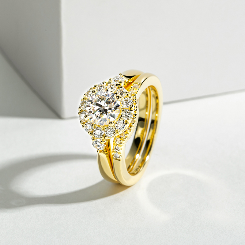 Engagement Gold Color Ring Set - đánh giá và giá Moissanite Engagement Ring 1 Carat