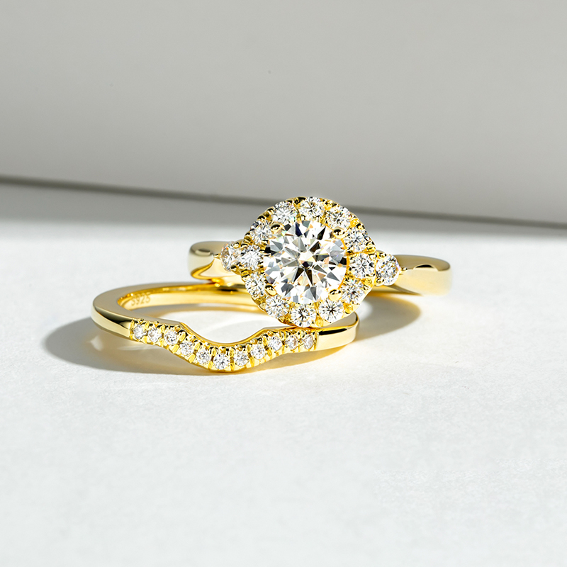 Engagement Gold Color Ring Set - đánh giá và giá Moissanite Engagement Ring 1 Carat