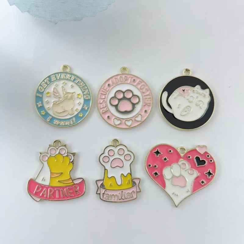10Pcs Cartoon Cat Paw Heart Sh - đánh giá và giá Earrings