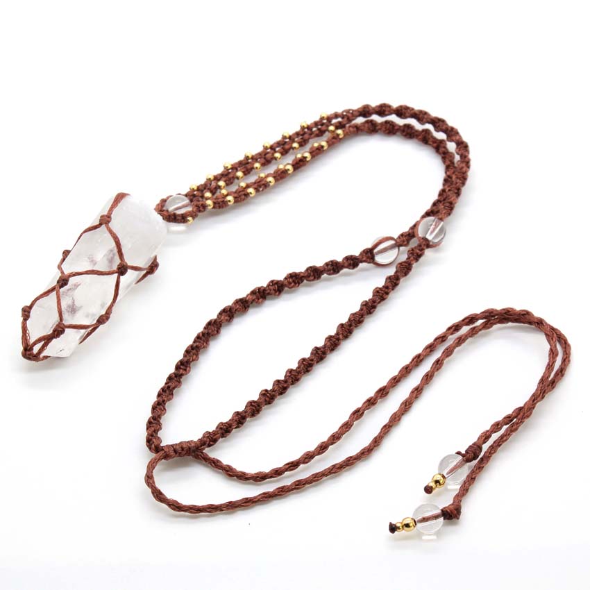 Crystal Quartz Macrame Braided - đánh giá và giá Crystal Pendant Necklace Natural Stone
