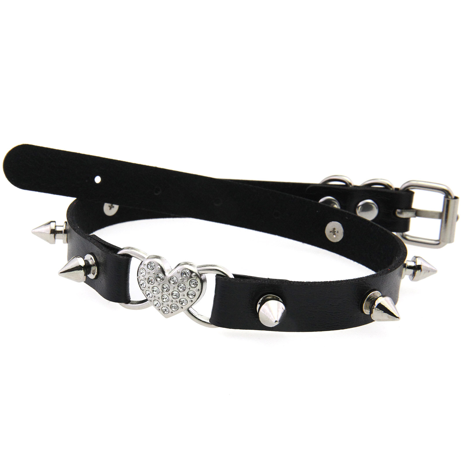 Goth Heart Collar Black Choker - đánh giá và giá Goth Punk Spike Choker