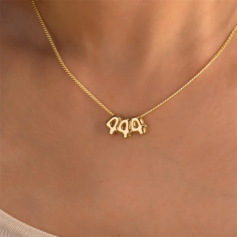 Personalized 3D Bubble Letter  - đánh giá và giá Initial Letter Necklace 18K Gold