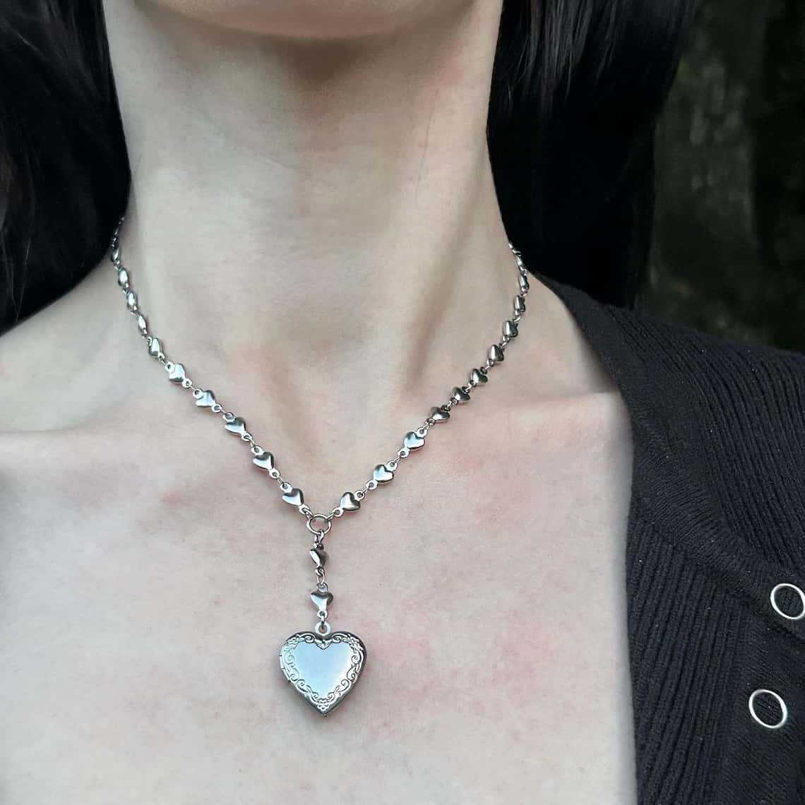 Rosary Lariat Chain Necklace w - đánh giá và giá Heart Locket Necklace Photo